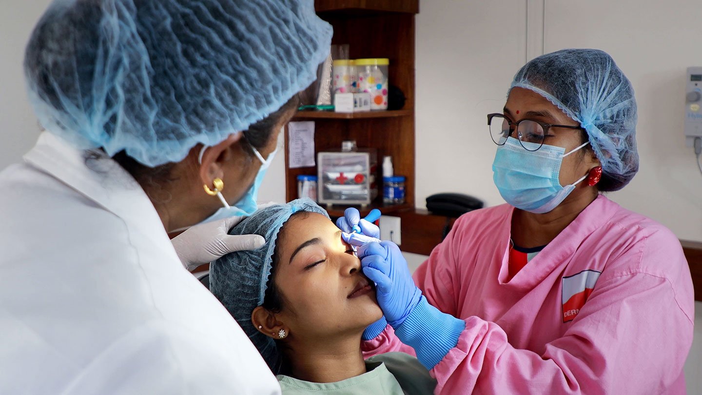 Dr. Thulika Rohan and her team treating a patient at Dermatome Skin & Lasers